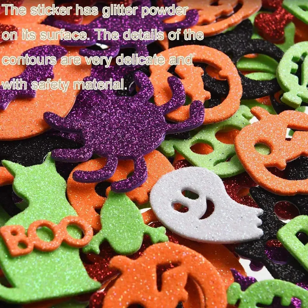 Halloween & Day of the Dead 50g Colorful Self-Adhesive Craft Stickers Halloween Festival Props Glitter Jin Satoshi Halloween Foam Stickers
