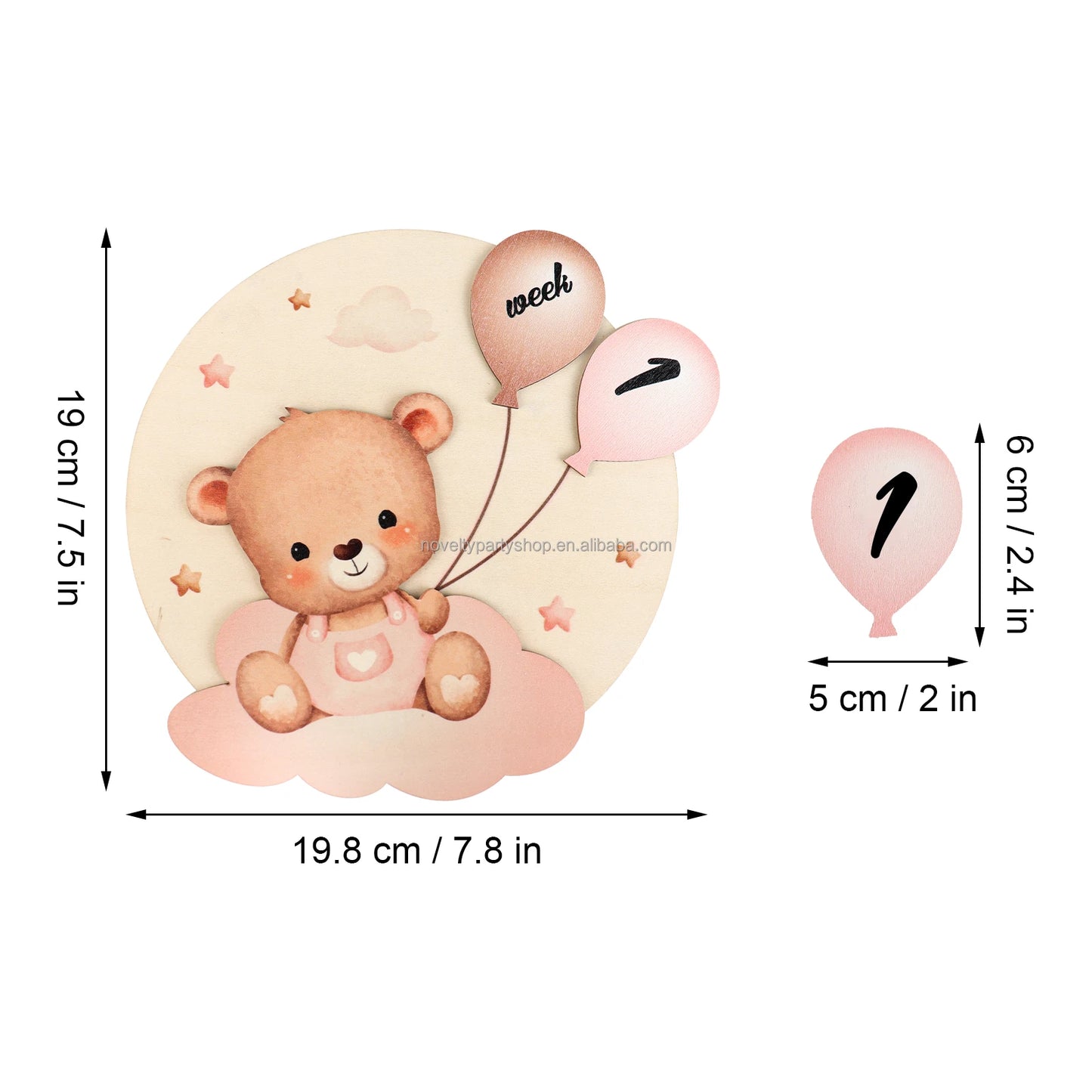 Birthday party newborn wooden milestone sign newborn photography props baby bear growth photo props