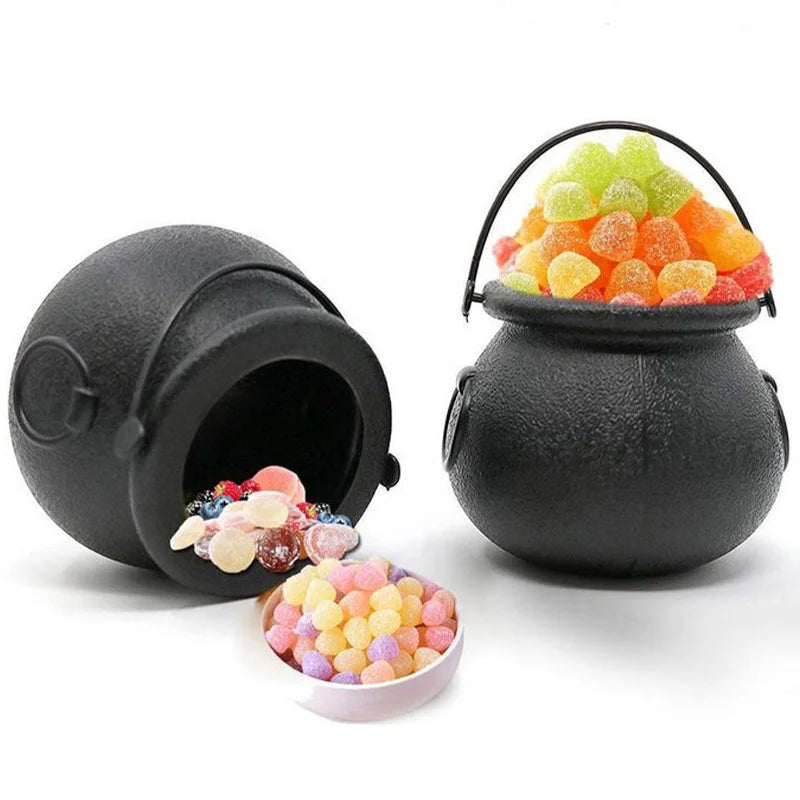 Halloween & Death Day Party Favors Black Plastic Cauldron Candy Kettle Bucket Witch Mini Cauldron