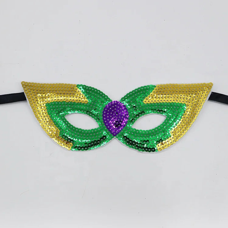 Carnaval Carnival Carnival Theme Gold Purple Green Sequins Half Face Mask Masquerade Sexy Performance Mask