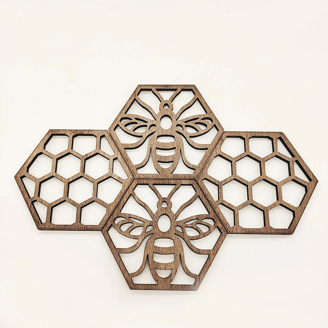 Wooden Crafts New Bee Decorative Board Wood Creative Beehive Coaster Pendant Multi-Purpose Crafts Custom Wood Decoration