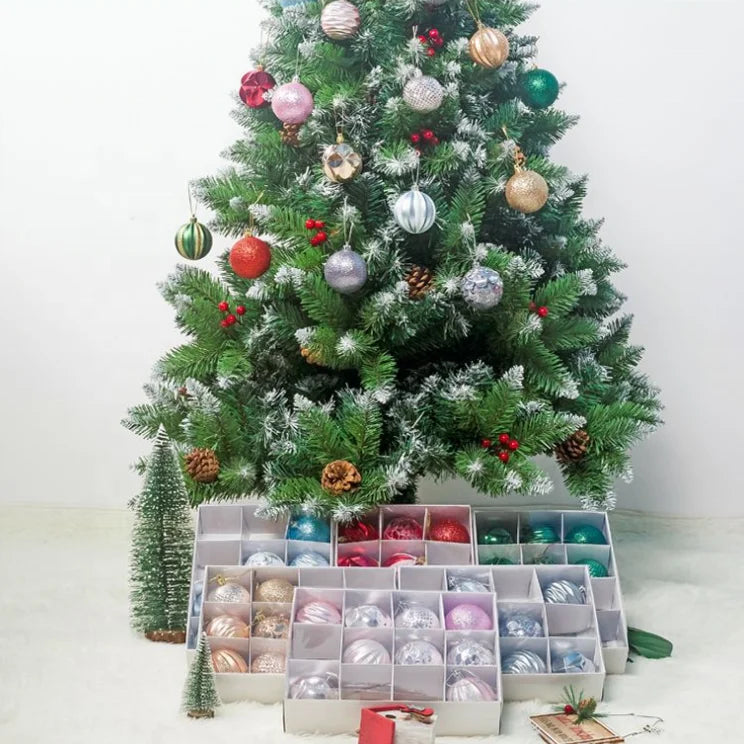 12Pck Christmas 6cm Ball Supplies Christmas Tree Ornaments Glitter Pendant Painting PVC Ornaments Set