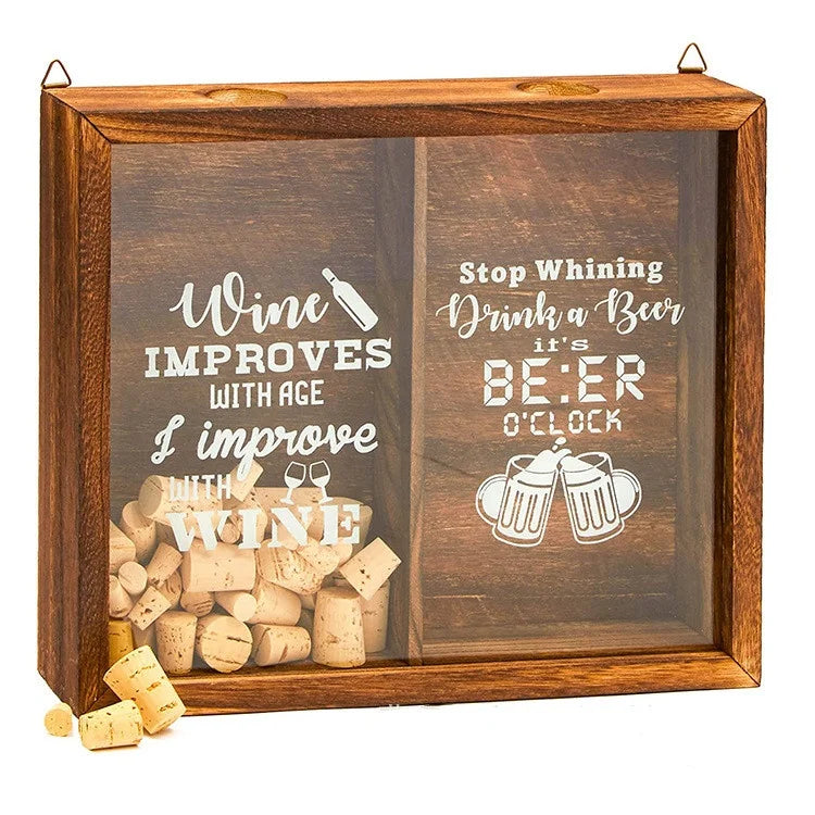 Wooden Crafts, Custom Shadow Boxes Wooden Wall Mounted Wine Bottles and Wine Cork Racks
