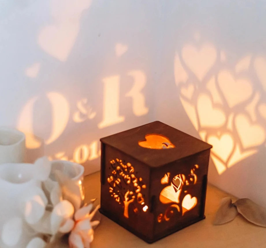Wedding Party 0 Plywood Home Decoration Balsa Candle Light Decoration Valentine's Day Hollow Wooden Love Box