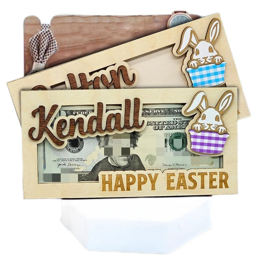 Easter and Thanksgiving 3 Personalized Wooden Money Rabbit Holder Easter Basket Stuffed Gift Teen Rabbit Basket Easter Name Tag Easter Wallet