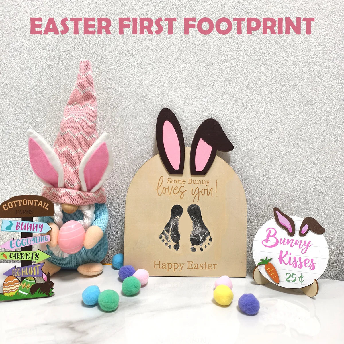 Easter and Thanksgiving 3 Personalize My First Easter Sign Baby Souvenirs Baby Footprints Easter Decoration Souvenirs Custom Baby Names First Easter Sign