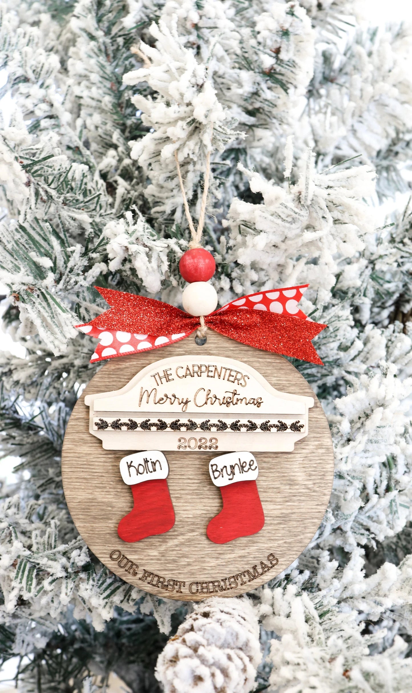 Custom 2024 Family Name Stockings Ornaments Laser Cut Digital Christmas Personalized Ornaments Family Christmas Ornaments
