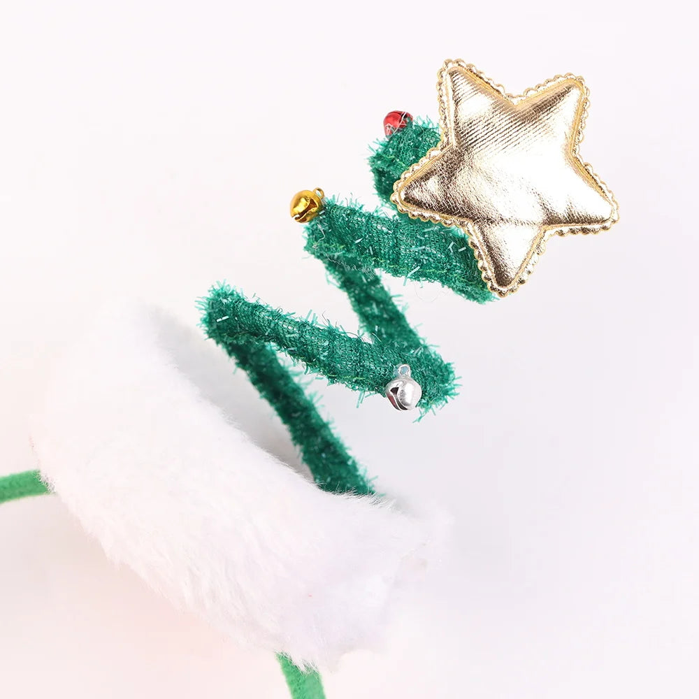 BSCI New Design Pentagram Hair Accessories Christmas Dress Up Props Pompom Spring Glitter Sequins Christmas Tree Headband