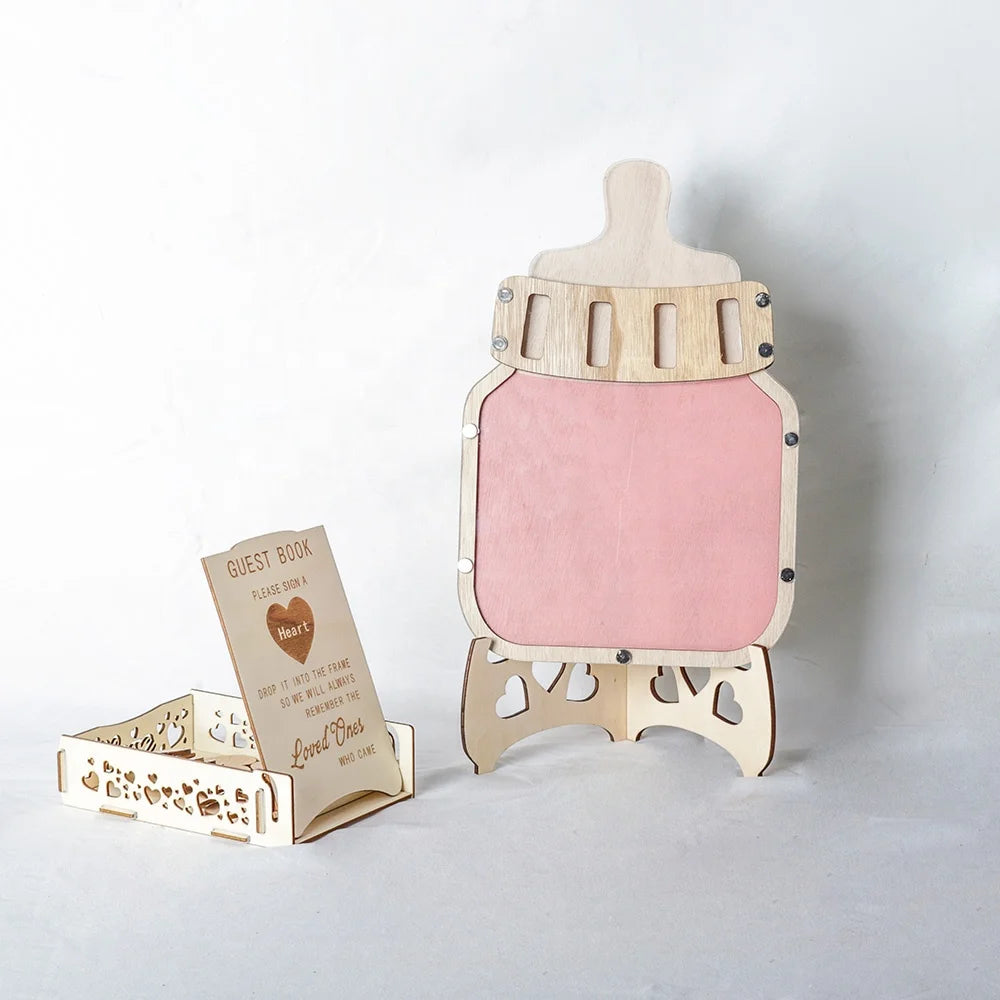 Wooden Crafts, Wooden Baby Shower Baby Guestbook Feeder Top Frame Baby Themed Guestbook