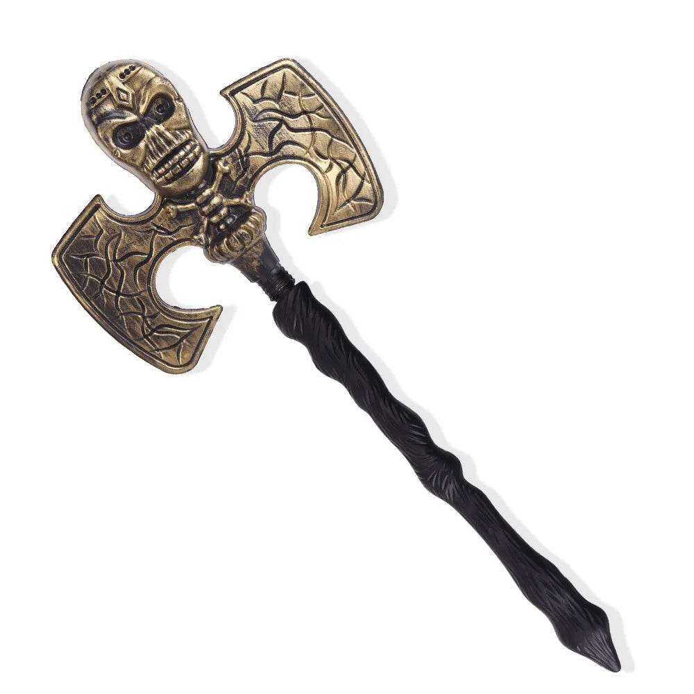 Halloween & Day of the Dead, Halloween Cosplay Ornaments Reaper Sickle Prop Bat Sickle Ghost Trident Model Brass Halloween Skull Trident