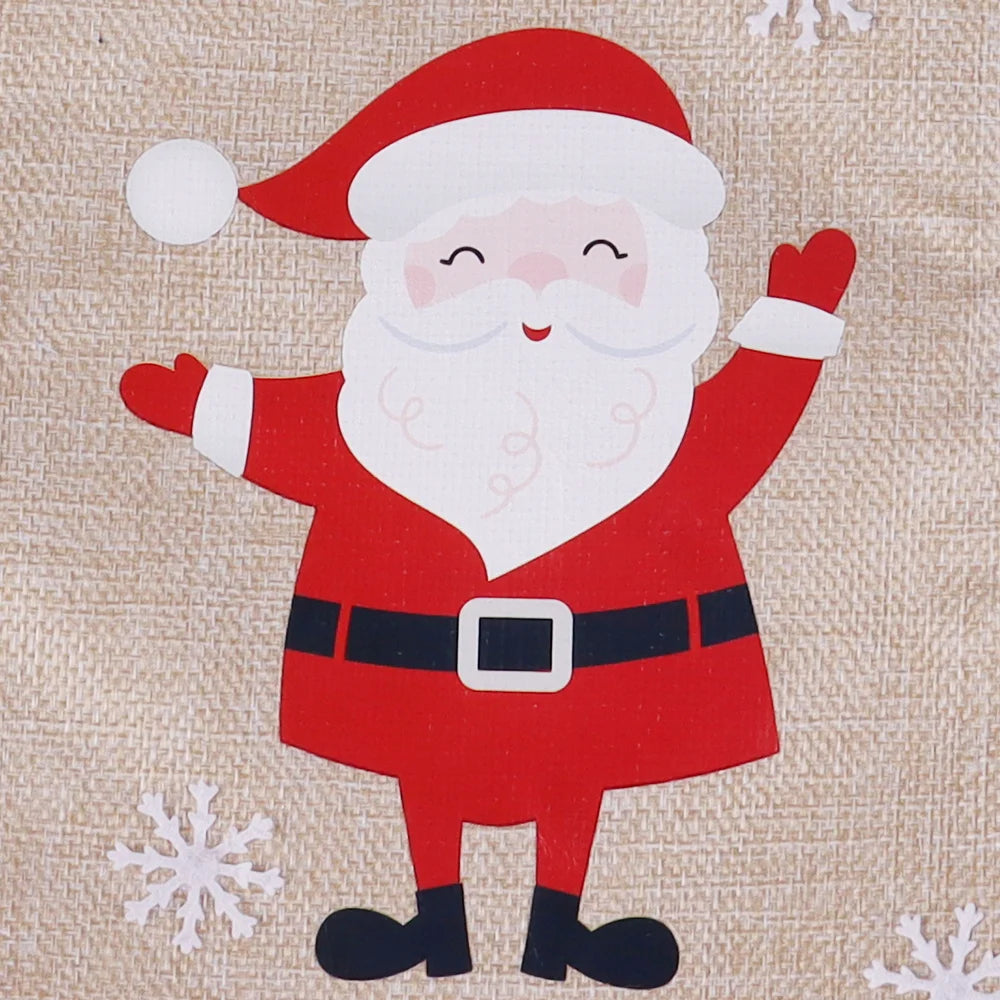 BSCI canvas faux burlap keep christmas new year fireplace decoration gifts christmas white plush snowflake santa socks