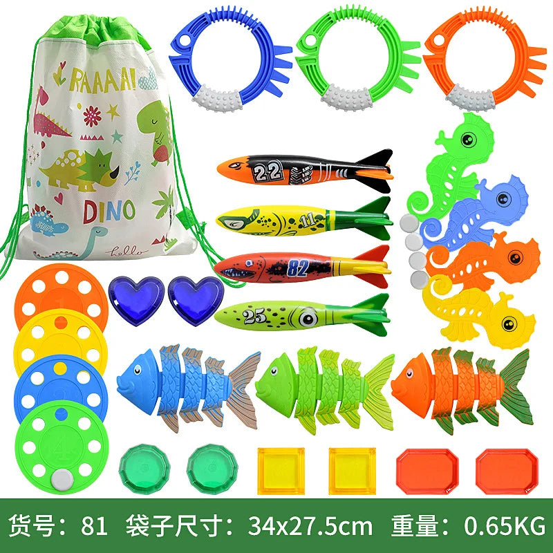 Birthday Party 2 Diving Toys Children's Outdoor Pool Treasure Hunt Diving Fish Seaweed Torpedo Jewelry Children's Water Toy Set