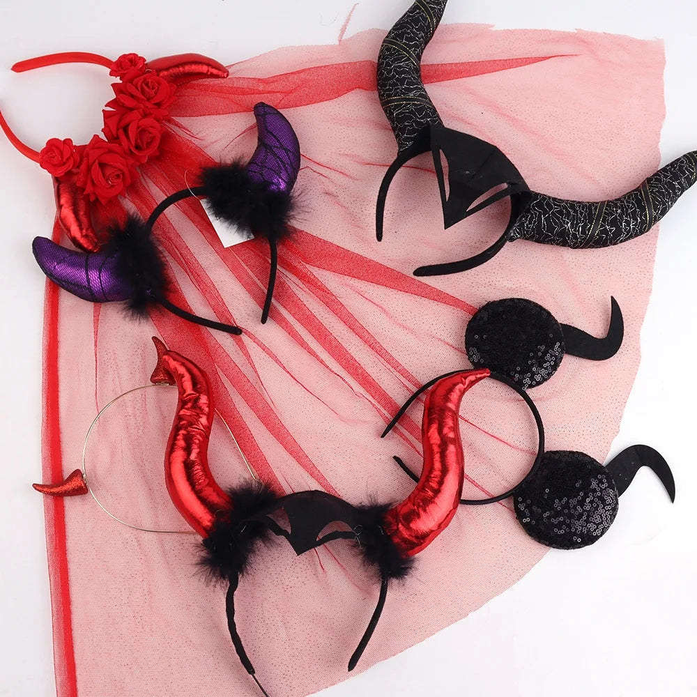 Halloween & Day of the Dead Custom Cosplay Demon Horn Band Halloween Hair Accessories Demon Horn Band