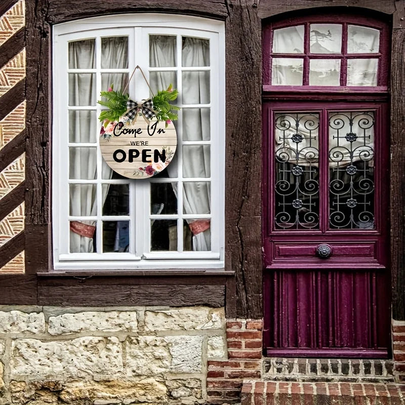 Wooden crafts, signs, slogans, round boards, signs, house decoration, wall ornaments, craft signs, decoration, wooden hanging, home holiday decoration