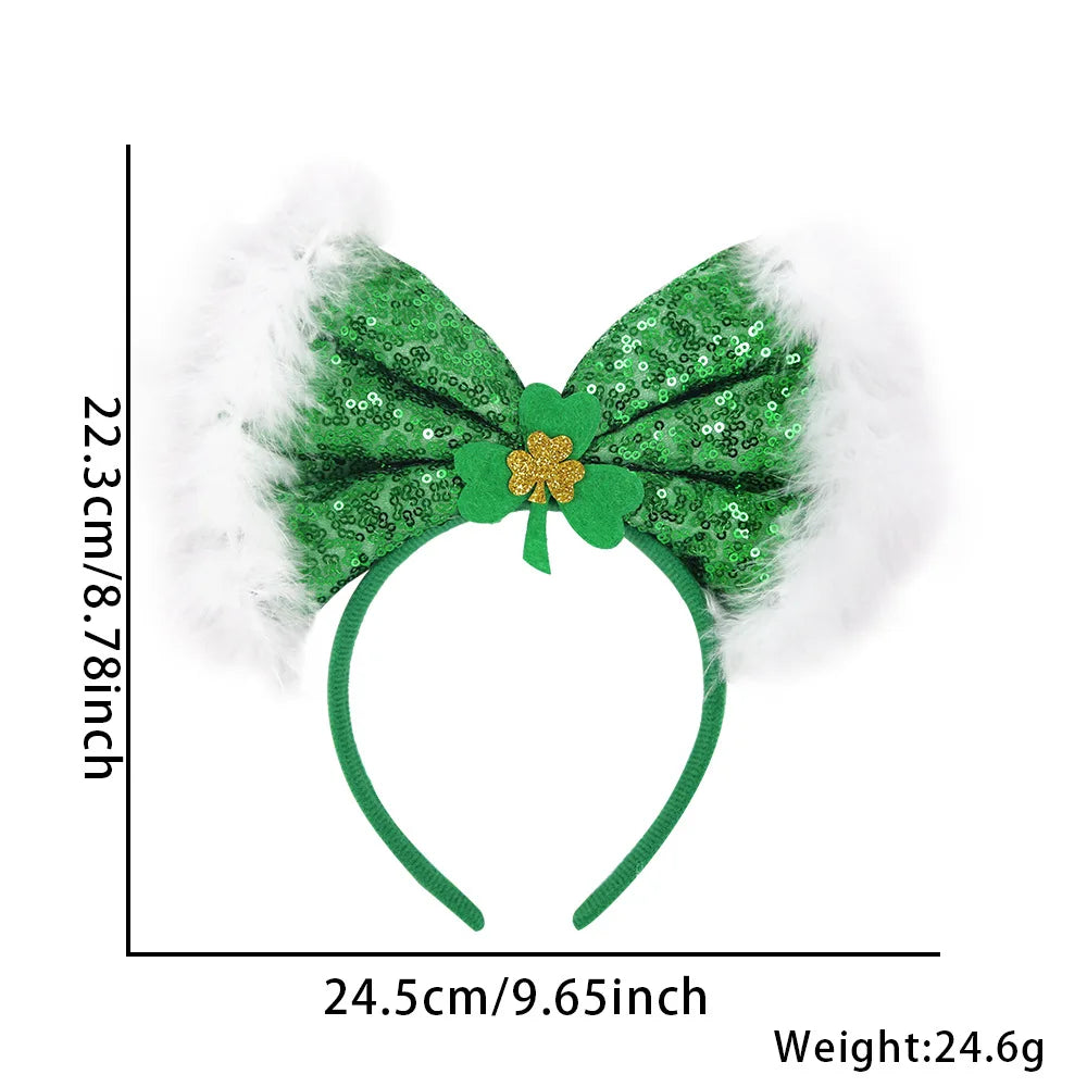 Easter and Thanksgiving 3 Wholesale Markrts Gifts Green Glitter Sequins Irish Shamrock Lucky Headband Festival Party Supplies St. Patrick's Day Headbands