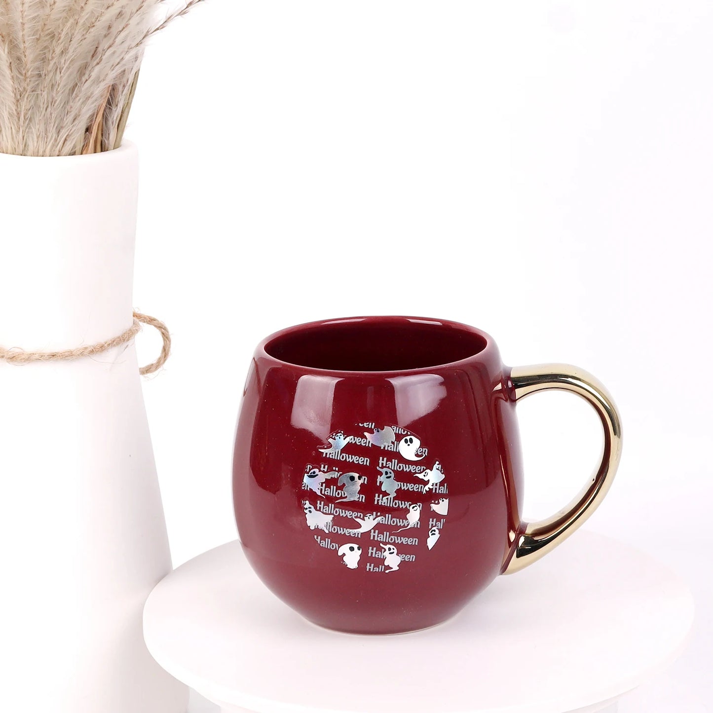 New coffee cup released white porcelain ceramic teacup ghost evil pampkin halloween gift sublimated milk coffee cup custom mug gift