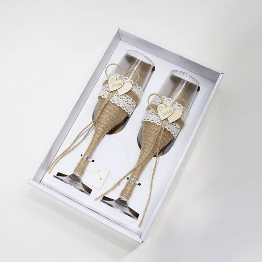 1 Wedding Party, Gift Toast Champagne Glass Bride Bride Groom Gift with Jute Handle Wedding Champagne Glasses Set