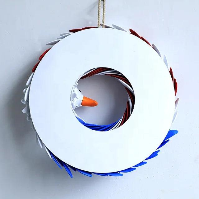 Independence Day USA July 4th Patriotic Wreath Handcrafted Hanging Flag American Eagle Wreath for Front Door