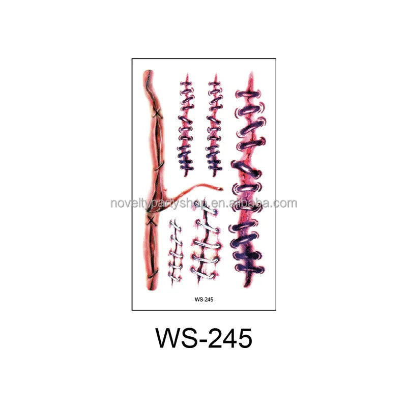 Halloween & Day of the Dead Halloween Makeup Fake Scar Tattoo Temporary Fake Bloody Wound Stitches Tattoo Stickers