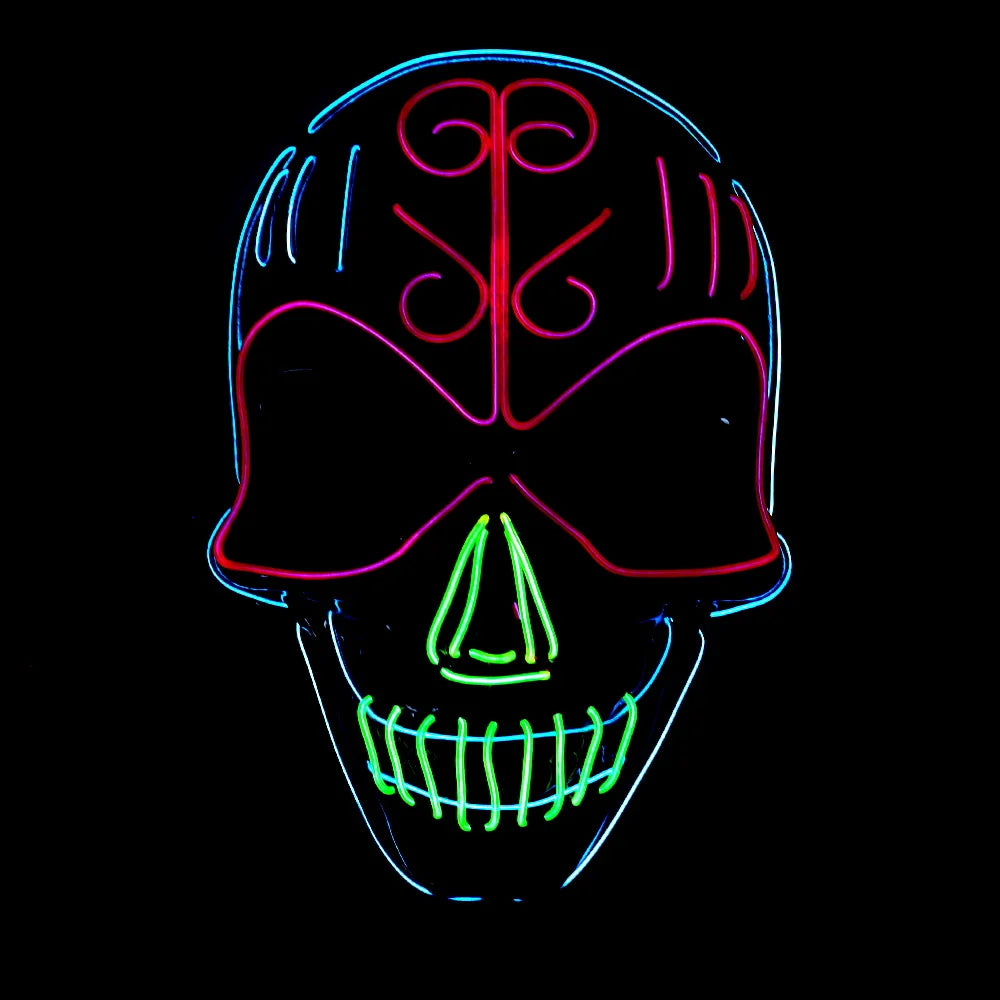 Halloween & Death Day New Halloween Ornaments Light Mask EL Mask Party Makeup Light Emitting Diode Halloween Decoration Party Mask