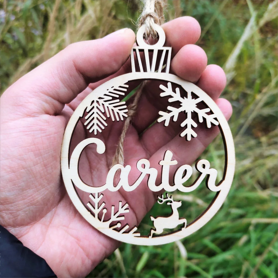 Personalized Christmas Tree Decoration Light Customized Wooden Christmas Decoration Laser Cutting Name Christmas Ornament Customized Gift Label