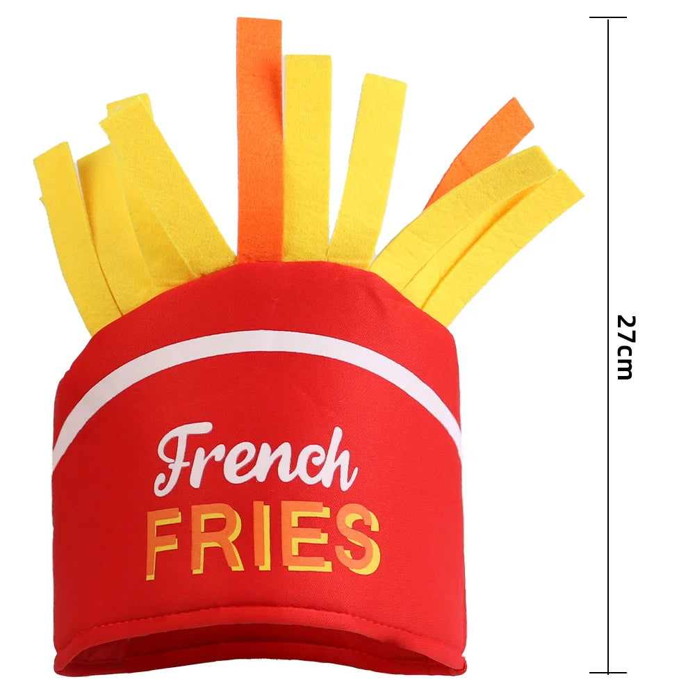 Fantasia de Halloween e Dia da Morte, chapéu frito engraçado, festa de carnaval, chapéu de batata frita, fantasia de cosplay de Halloween 