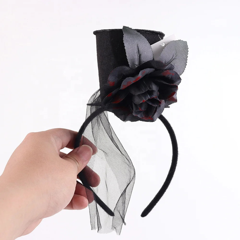 Halloween & Day of the Dead Mini Top Hat Headband Carnival Headband Women's Sequin Headband Colored Hair Accessories