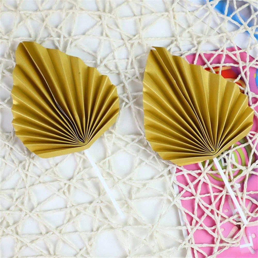 Birthday party pcs set baking cake ornament birthday folding fan gold leaf cake top hat dessert table decoration