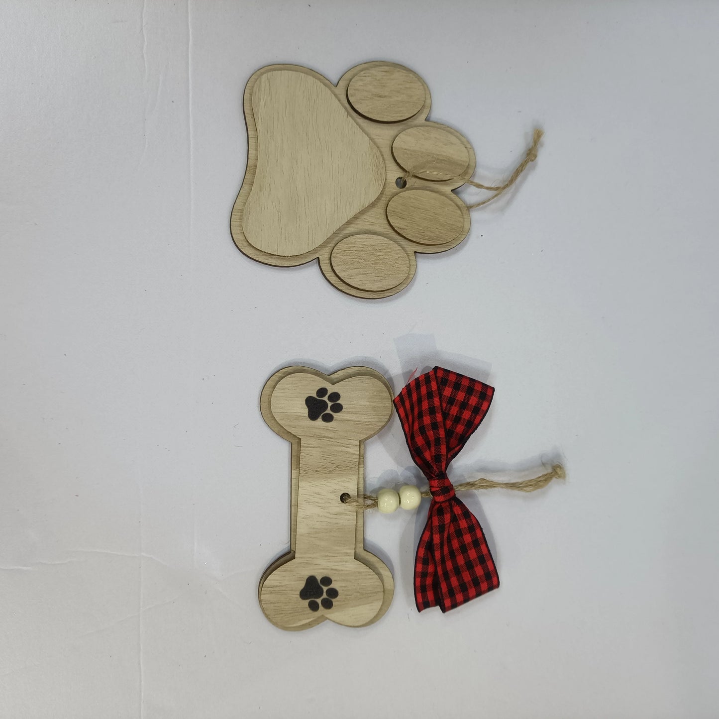 Pet Festival, Personalized 3D Christmas Stockings Bone Label 3D Carved Wood Claw Printed Ornament