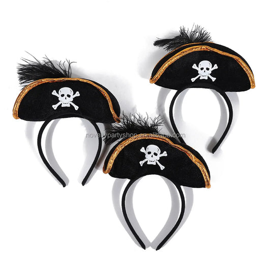 Halloween & Day of the Dead Skull Hat Headband Pirate Costume Female Pirate Dress Up Headband Pirate Headband Cosplay Costume