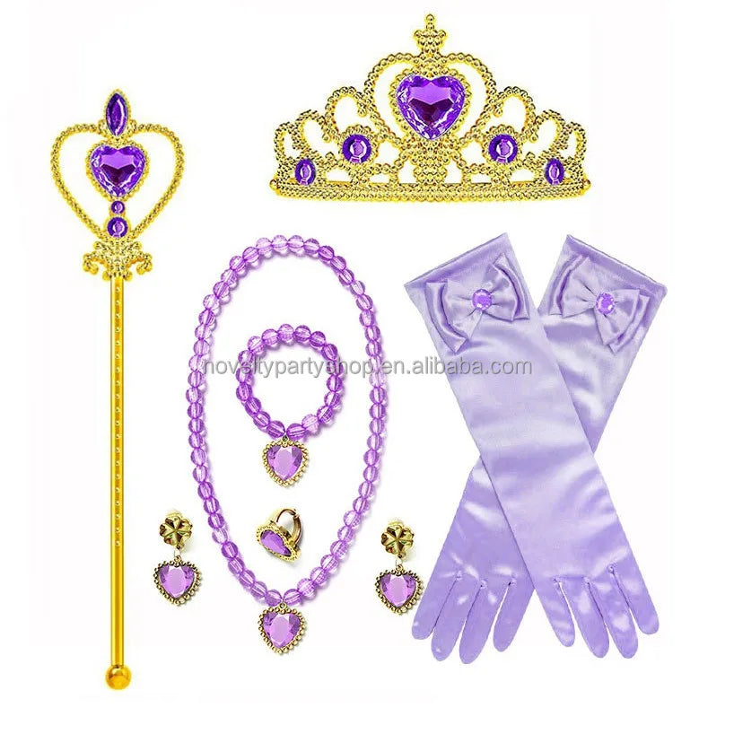 Birthday Party Princess Girl Accessories Costume Photography Props Gloves Headgear Horn Fairy Stick Jewelry Set Makeup Cosplay
