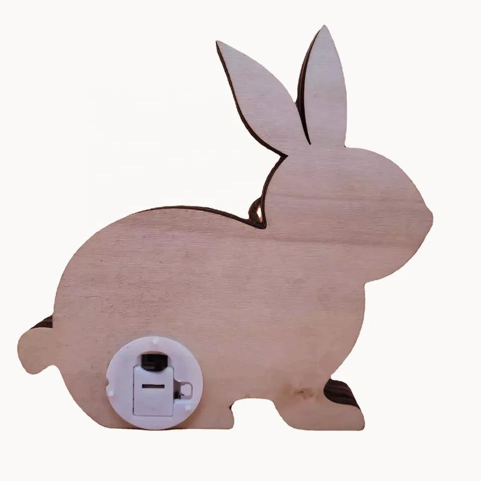 Páscoa e Ação de Graças 3 Novos Enfeites de Coelho de Cor Luminosa para Escritório em Casa Decoração de Páscoa com Diodo Emissor de Luz para Páscoa Artesanato em Madeira Iluminação de Coelho de Madeira 