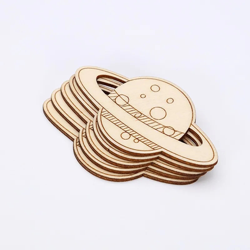 Birthday Party 2 pcs Unfinished Wooden Cut Wooden Paint Crafts Outer Space Party Gift Supplies Space Birthday Party Gift Bag Accessories