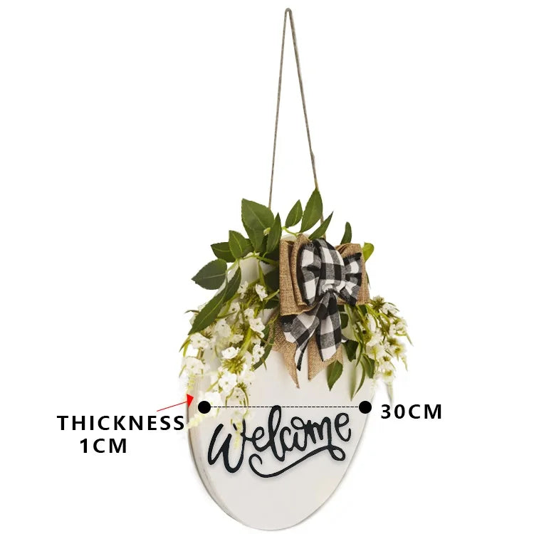 Wooden crafts, new design welcome wooden sign front door listing wreath front door sign