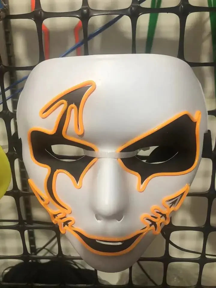Halloween & Death Day Decoration Ghost Half Face Mask Light Emitting Diode Glow Dark Neon Cosplay Monster Mask Adult Movie Party Decoration