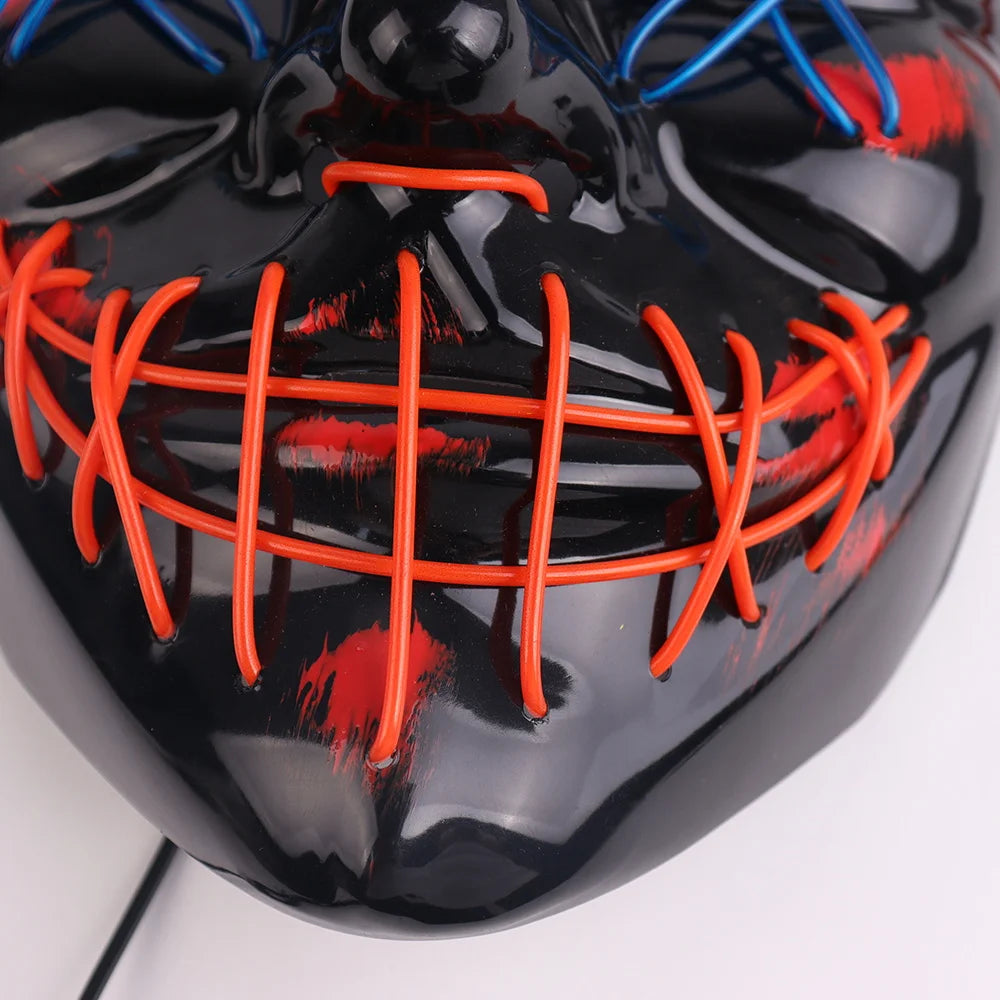 Halloween & Day of the Dead Light Emitting Diode Carnival Halloween Bar Party Luminous Horror V Ghost Lamp Mouth Eye Piercing Light Halloween El Wire Glow Mask