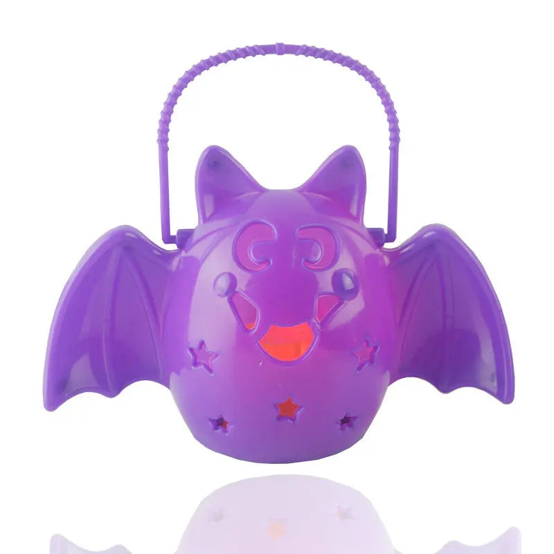 Halloween & Day of the Dead Trick or Treat Party Portable Halloween Light Emitting Diode Bat Pumpkin Lantern Festive Tabletop Decorations