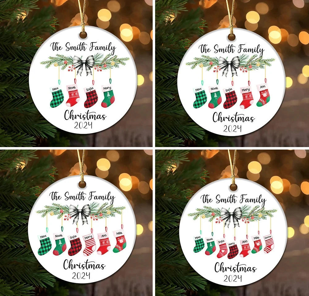 Family Christmas Ornament Personalized Family Stockings Ornament Design Tree Christmas Bundle Ornament Customization