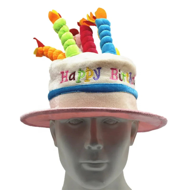 Birthday Party 2 Adult Happy Birthday Hat Cake Candle Pink Blue Letter Print Hat Birthday Party Ornaments Hat