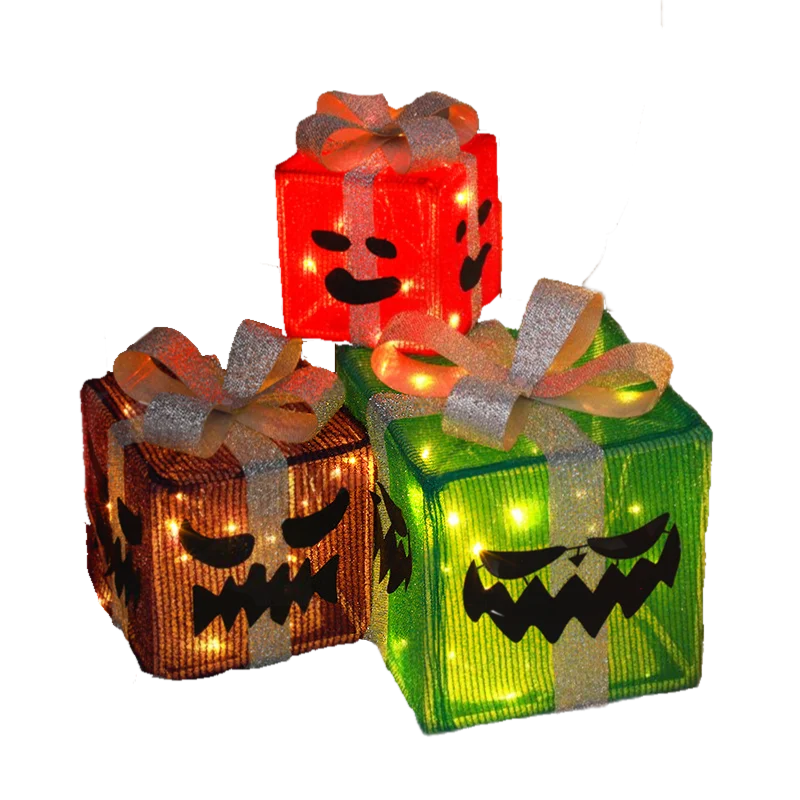 Halloween & Day of the Dead Set of 30,000 Pumpkin Decorations Gift Box Lights Family Yard Party Decorations