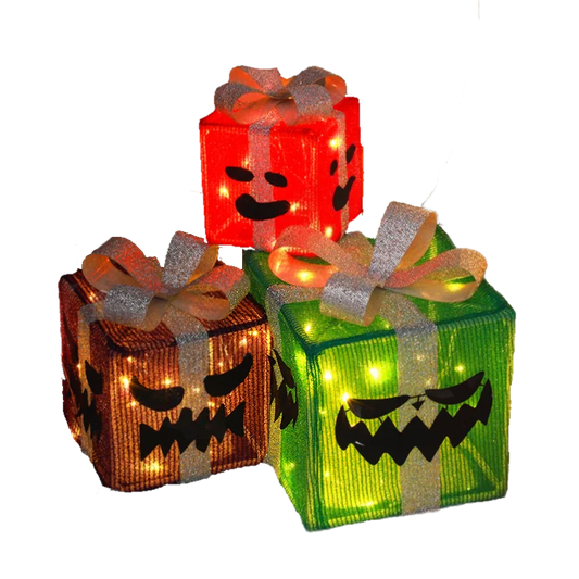 Halloween & Day of the Dead Set of 30,000 Pumpkin Decorations Gift Box Lights Family Yard Party Decorations