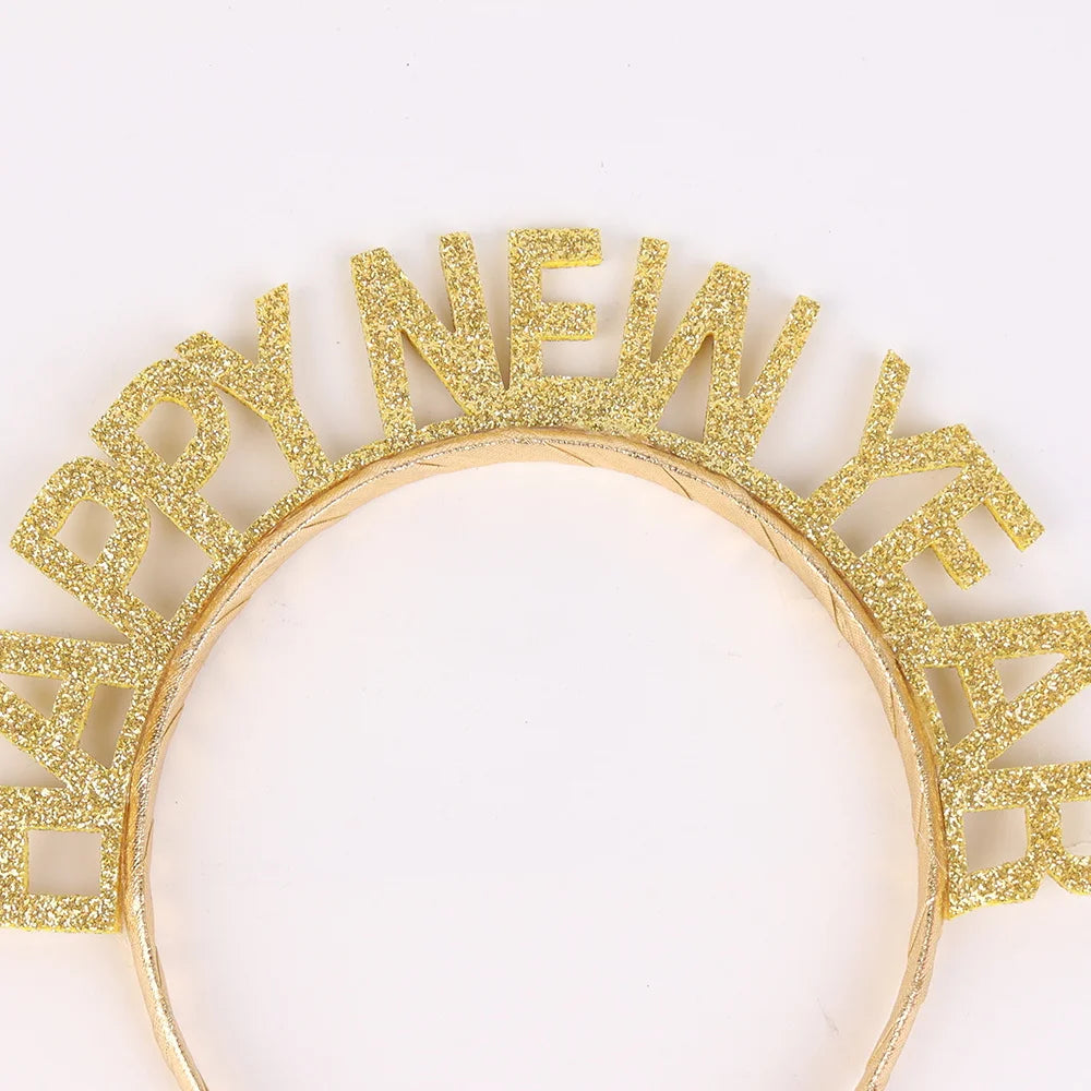 BSCI shinny accessories girl girl celebrates new year christmas party Kim cong pink glitter sequins christmas letter headband