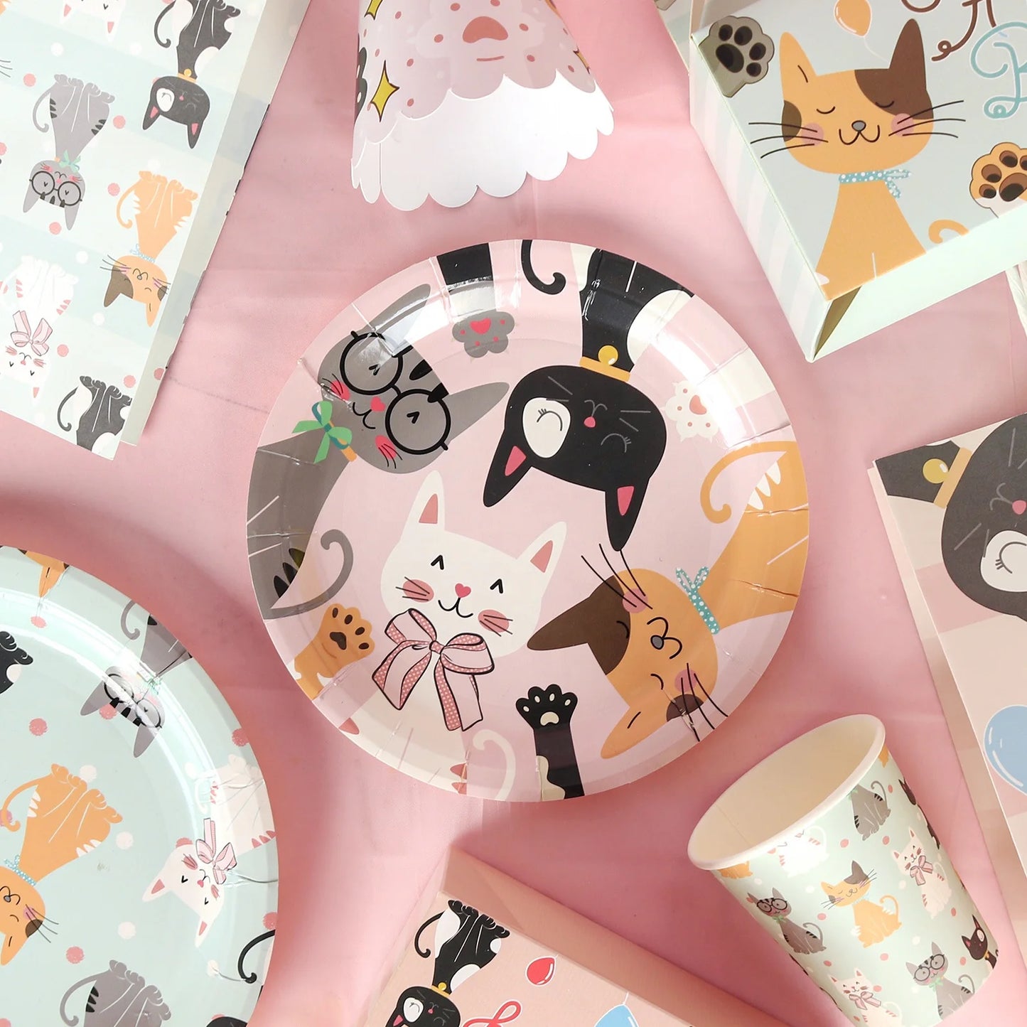 Birthday Party 2 Cat Theme Party Decoration Set Napkin Birthday Party Decoration Cat Birthday Party Supplies