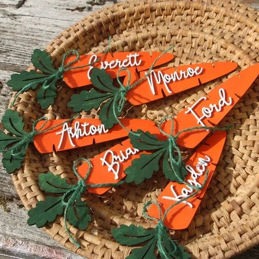 Easter and Thanksgiving 3 Custom DIY Easter Carrots Tags Personalized Carrot Baskets Tags Easter Creative Wooden Decor