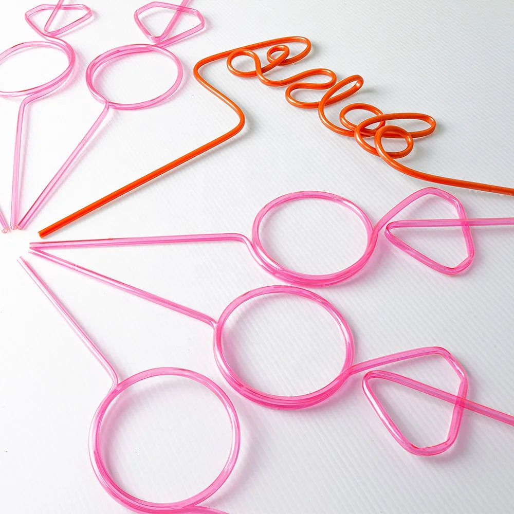 Bachelorette Party Pink Bride Diamond Ring Straw Set Plastic Smoothie Straws Diamond Ring Straws