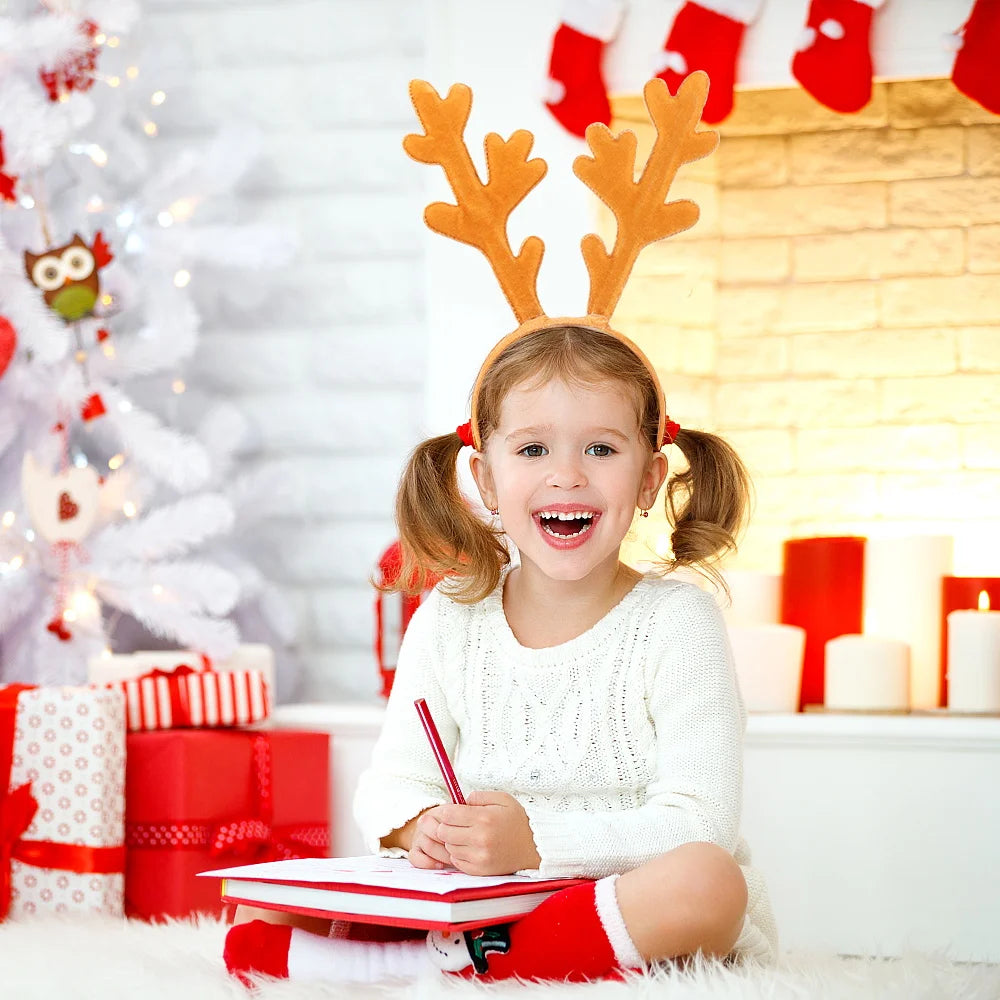 BSCI Christmas party supplies plush brown polygonal red hair band accessories daily wear Christmas reindeer headband