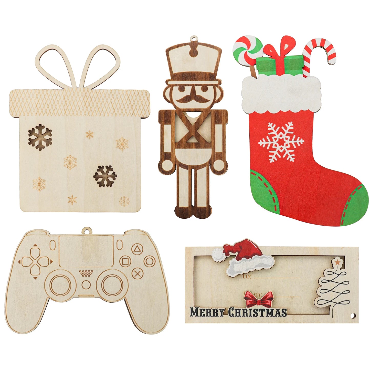 Wooden Crafts, Custom Laser Cut Wooden Christmas Stockings Ornaments XAMS Gifts - Personalized Card Holder Christmas Ornaments