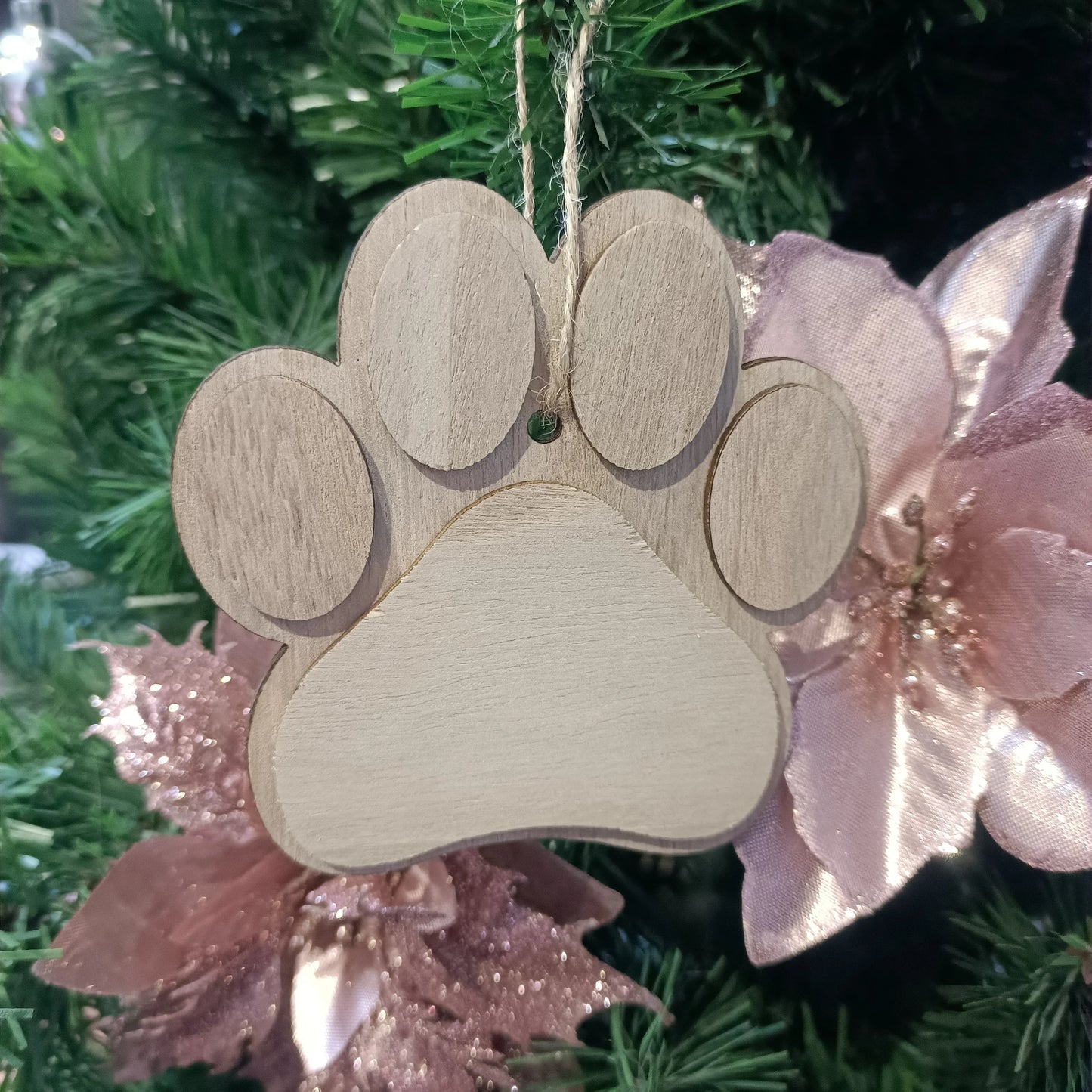 Pet Festival, Personalized 3D Christmas Stockings Bone Label 3D Carved Wood Claw Printed Ornament
