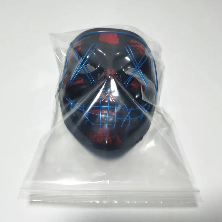 Halloween & Death Day Light Up Vendetta Neon Halloween Carnival Bar Night Party Light Emitting Diode Strips Scary Mysterious Killer Halloween Light Emitting Diode Clown Mask