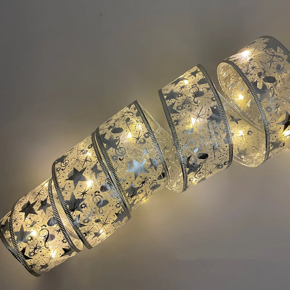4M Light Emitting Diode Christmas Light String Gold Christmas Tree Decoration Ribbon String Light